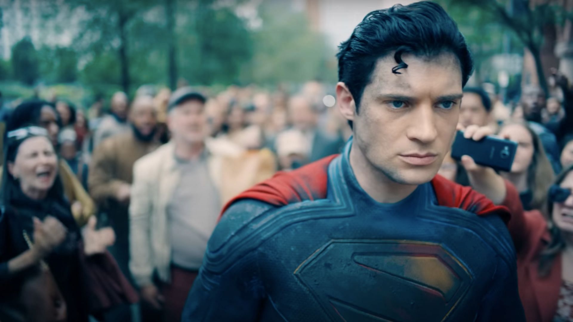 Corenswet as the most recent version of the superhero (Image via YouTube/Warner Bros.)